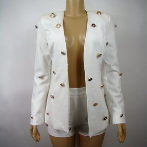 Button embellished Blazer and short set